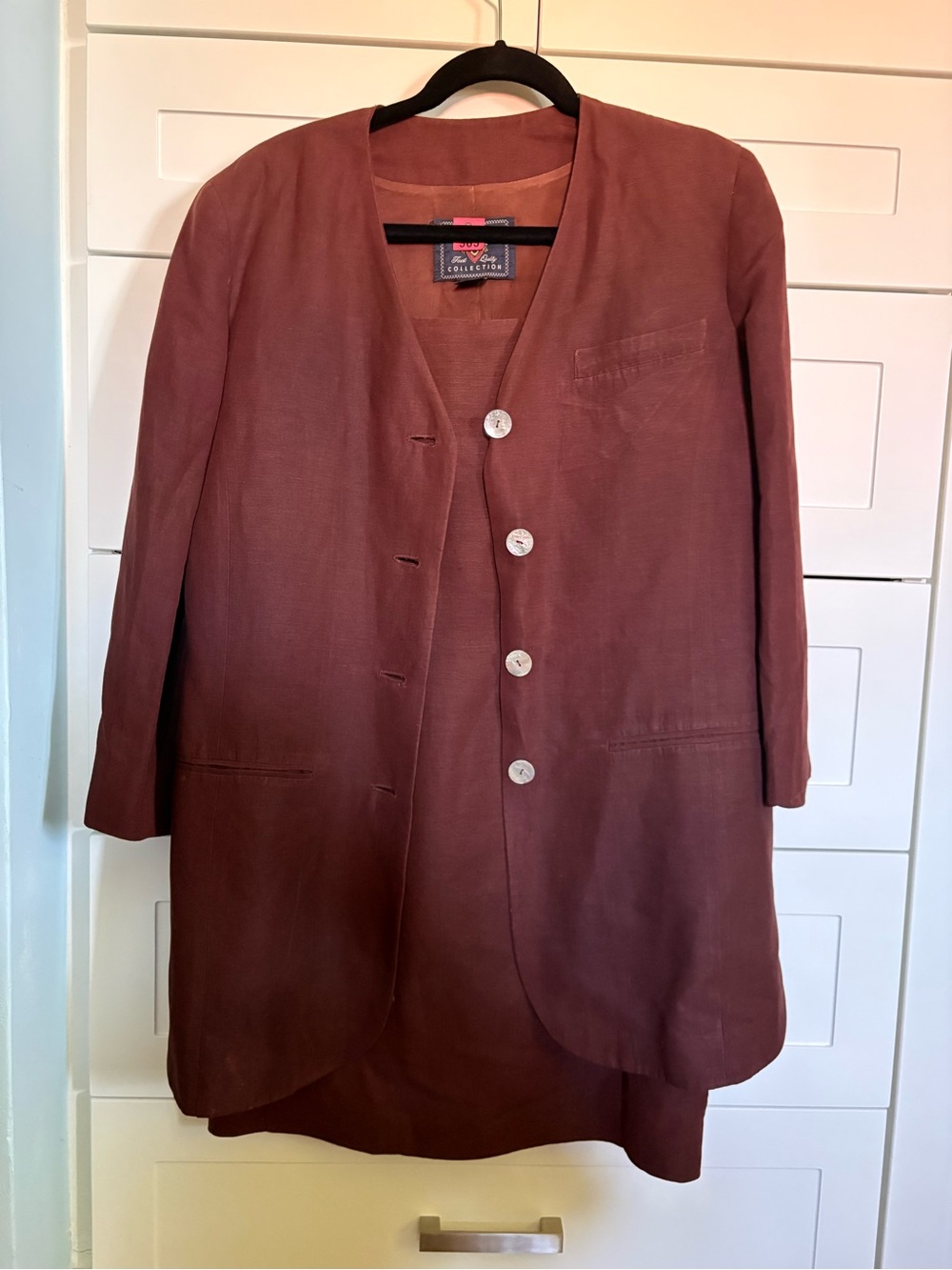 The Limited Burgundy Linen-Blend 2 piece suit sheath dress & jacket